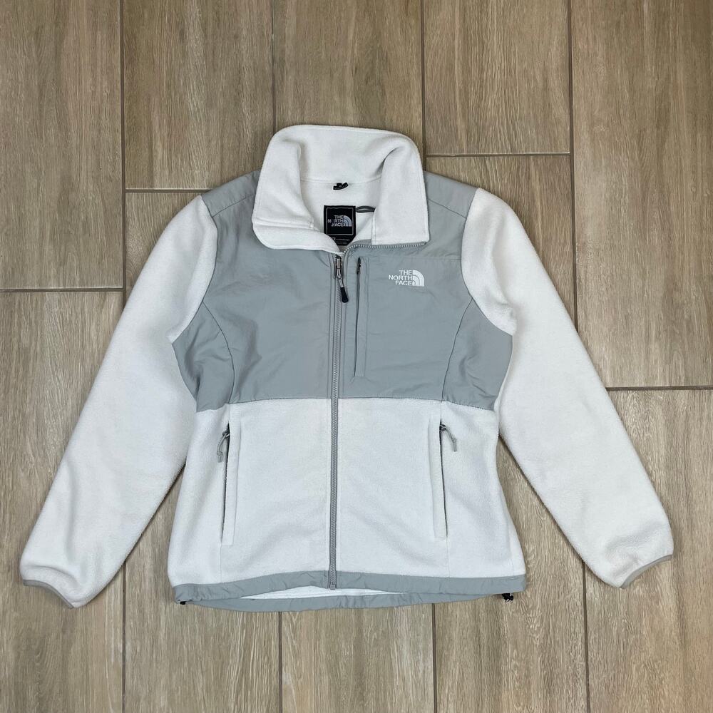 The North Face Polartec Fleece Jacket Women M White Gray Full Zip Outdoor Hiking